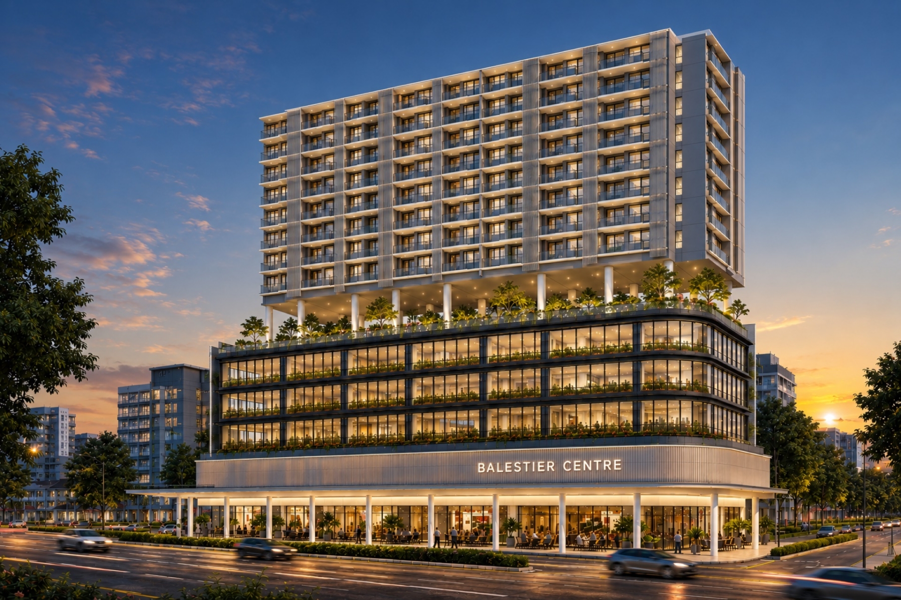 Balestier Centre redevelopment render at dusk